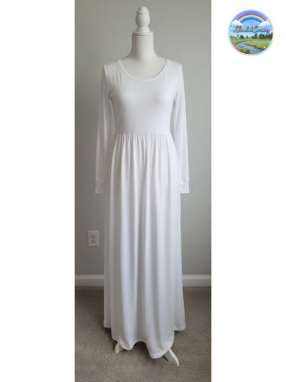 Women's Long Sleeve Empire Waist Maxi Dress with Pockets
